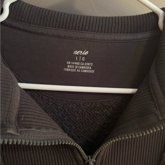 Aerie Black Sherpa Quarter-Zip Pullover - Picture 3 of 4